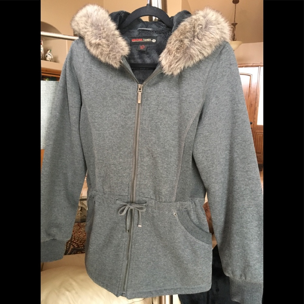 Weather Tamer Gray Hooded Size Small Jacket